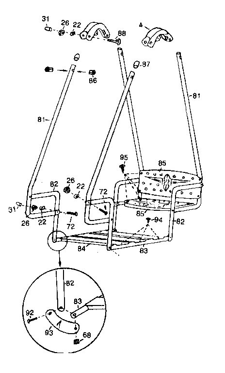 Blazon 300016 lawn swing assembly diagram