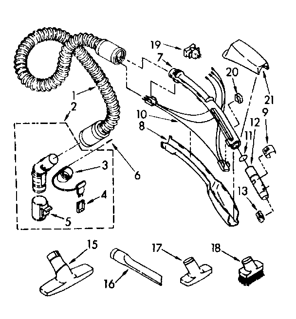 Kenmore 1162743586 hose and attachment diagram
