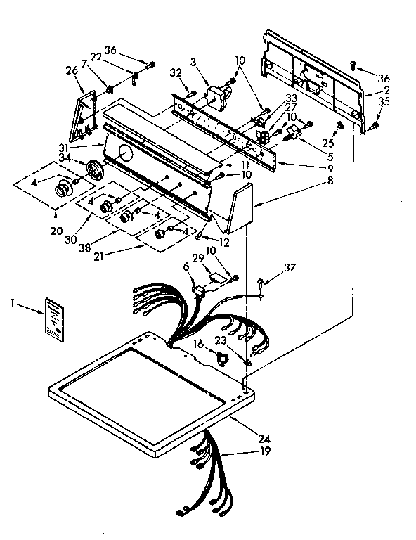 Kenmore 11086781100 top and console parts diagram