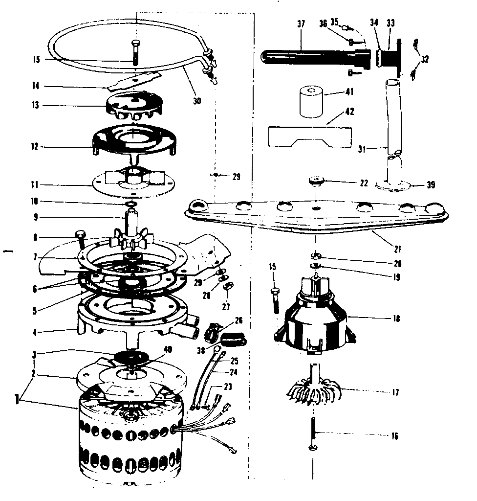 Kenmore 58765780 heater, impeller, motor, and pump details diagram