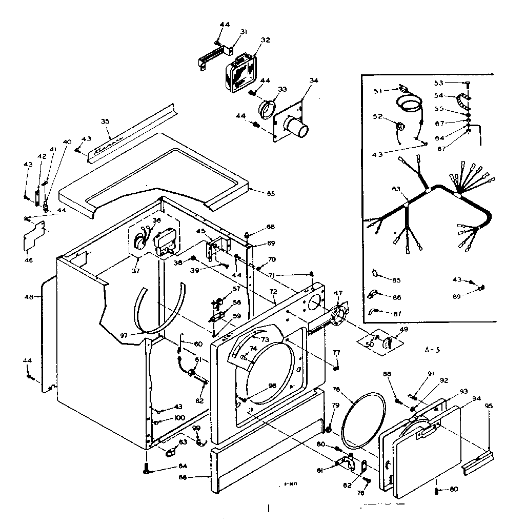 Kenmore 1106207433 top and cabinet diagram