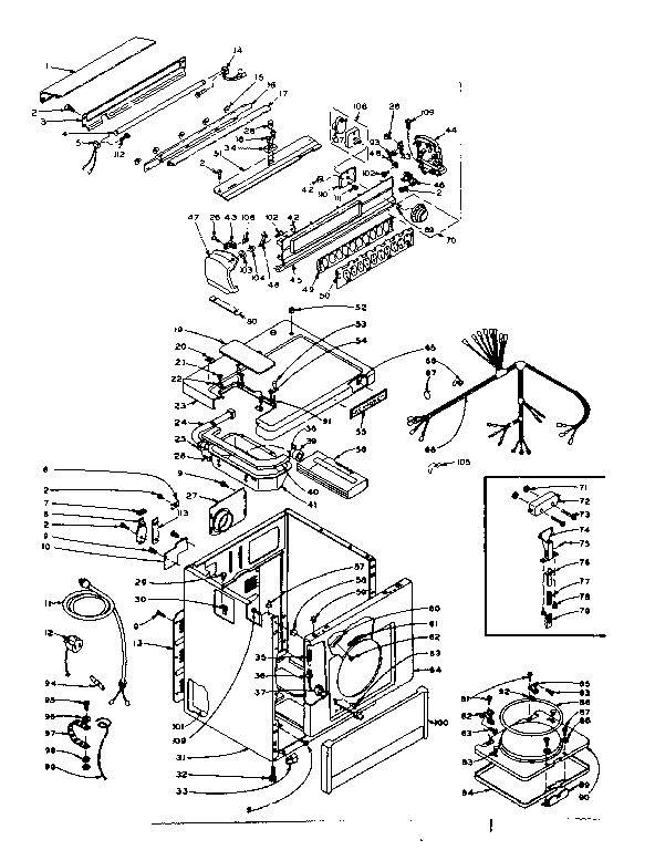 Kenmore 1106117801 machine sub-assembly diagram