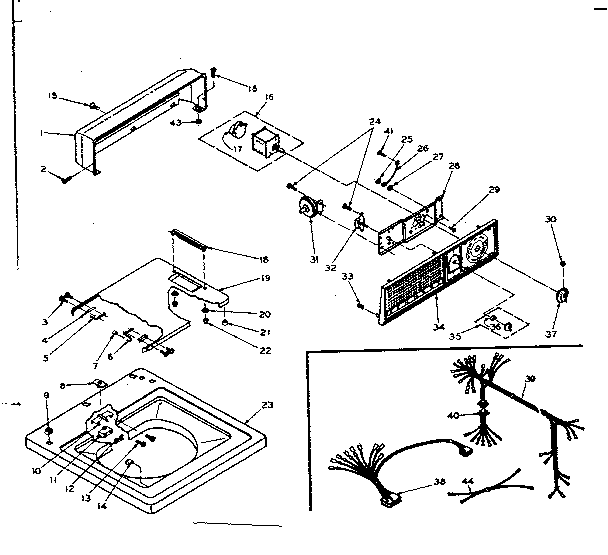Kenmore 1106205102 top and console assembly diagram