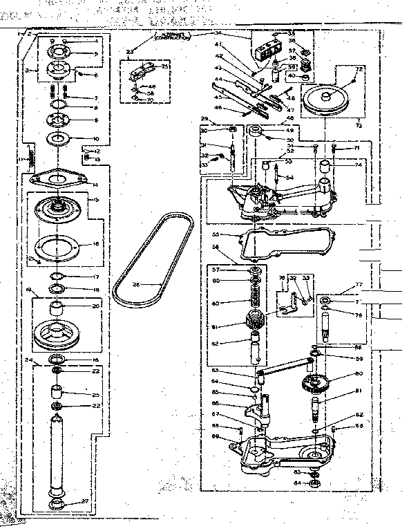 Kenmore 1106205704 gear case and superstructure assembly diagram