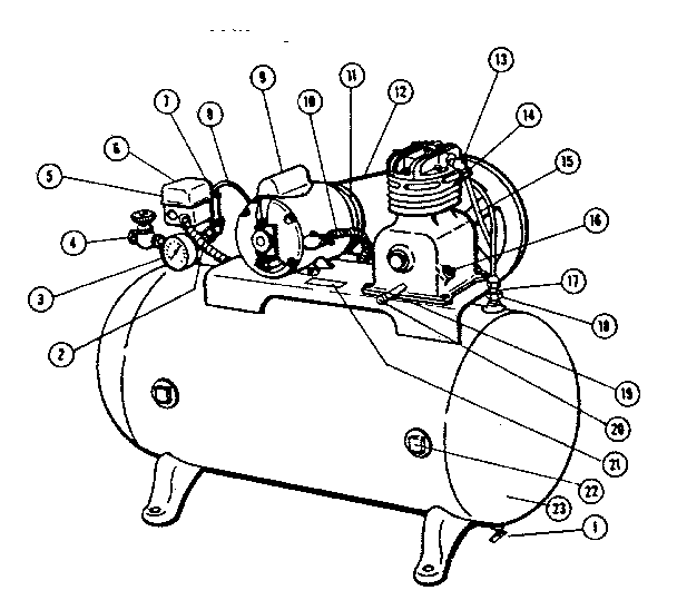 Craftsman 10217038 allstate air compressor (model no. 102.17038; 17058; 17068) diagram