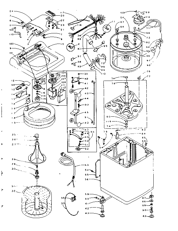 Kenmore 1105815102 machine sub-assembly diagram
