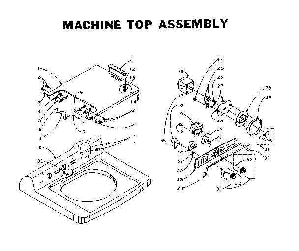 Kenmore 1105815501 machine top assembly diagram