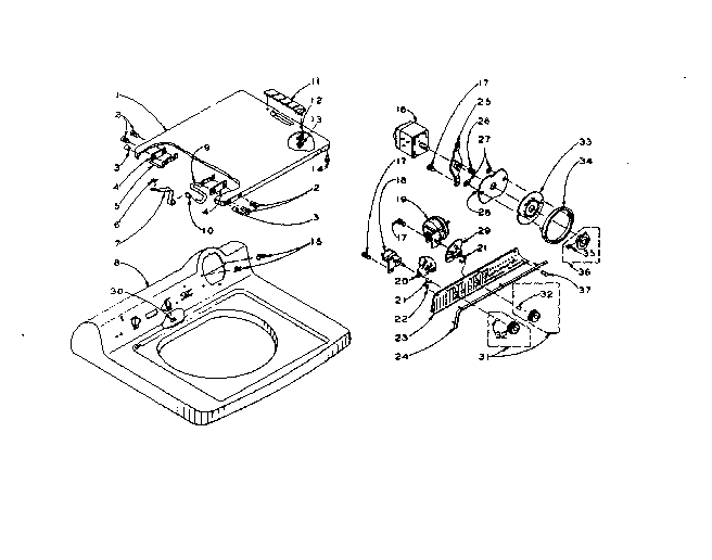 Kenmore 1105814651 machine top assembly diagram