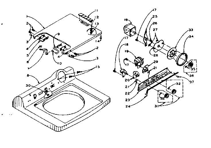 Kenmore 1105815653 machine top assembly diagram