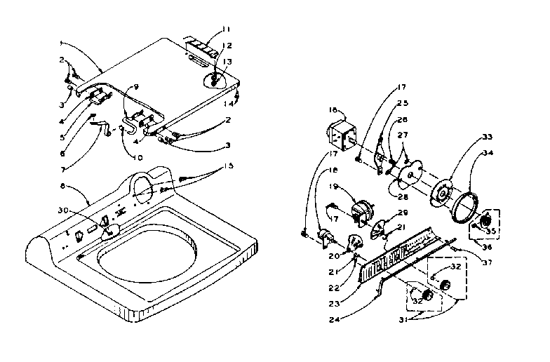 Kenmore 1105814700 machine top assembly diagram