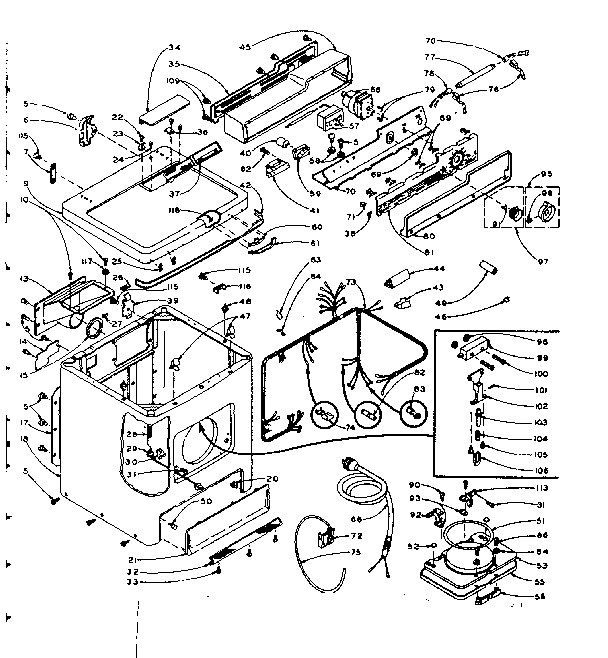 Kenmore 1105817801 machine sub-assembly diagram