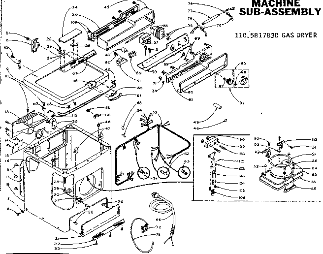 Kenmore 1105817830 machine sub-assembly diagram