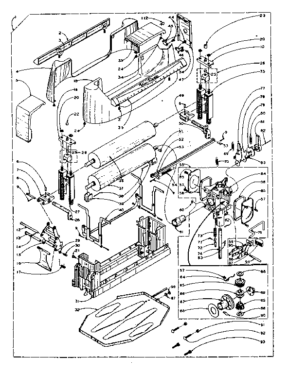 Kenmore 1105902802 wringer and wringer gear case assembly diagram