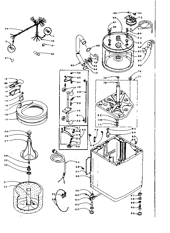 Kenmore 1105904110 machine sub-assembly diagram