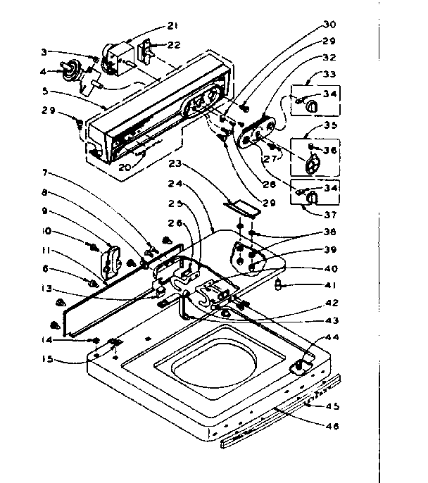 Kenmore 1105904610 top and console assembly diagram