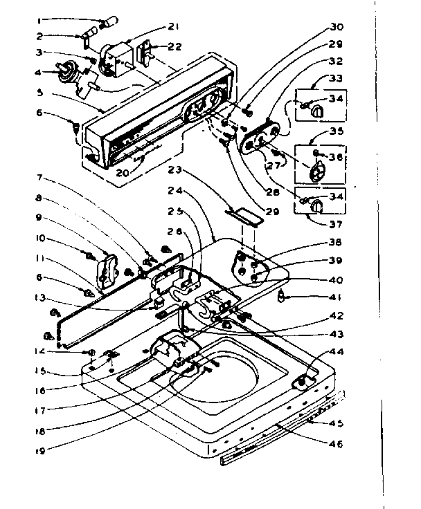 Kenmore 1105905750 top and console assembly diagram