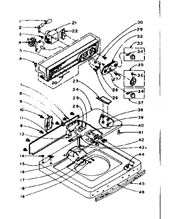 Kenmore 1105905701 top and console assembly diagram