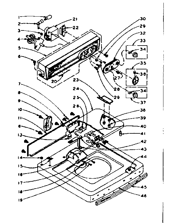 Kenmore 1105904752 top and console assembly diagram