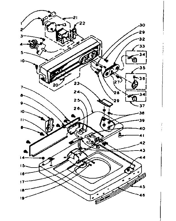 Kenmore 1105904753 top and console assembly diagram