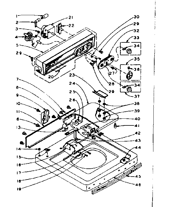 Kenmore 1105904711 top and console assembly diagram