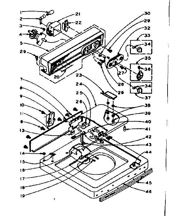 Kenmore 1105904712 top and console assembly diagram