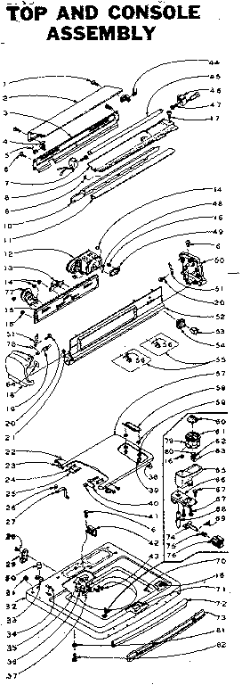 Kenmore 1105905801 top and console assembly diagram