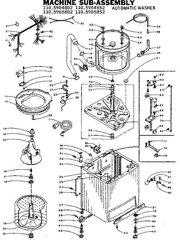 Kenmore 1105904852 machine sub-assembly diagram