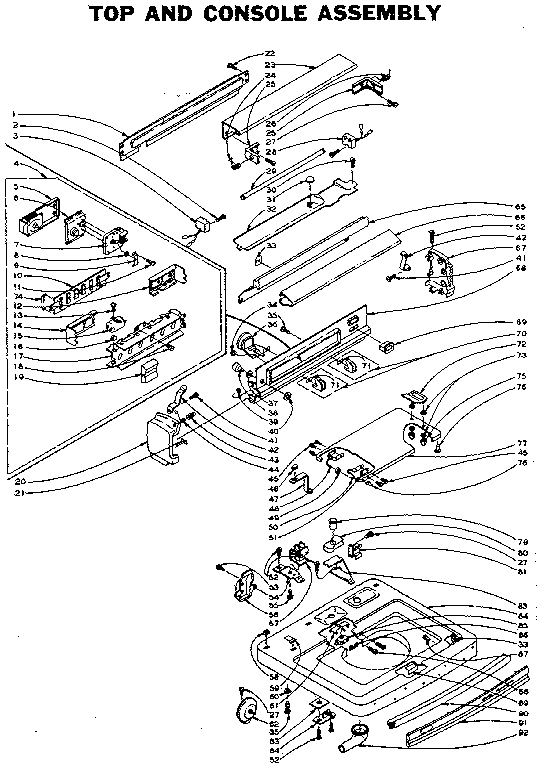 Kenmore 1105905952 top and console assembly diagram