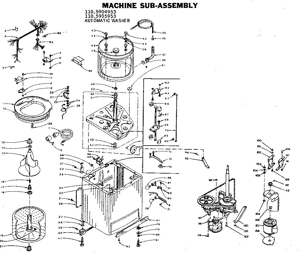 Kenmore 1105905953 machine sub-assembly diagram