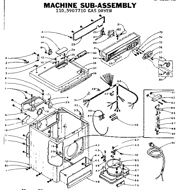Kenmore 1105907710 machine sub-assembly diagram