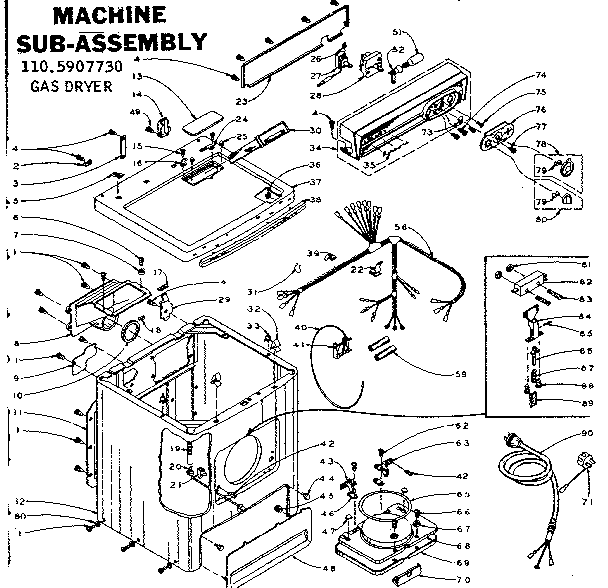 Kenmore 1105907730 machine sub-assembly diagram