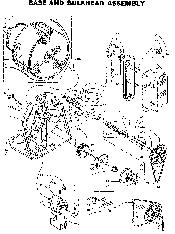Kenmore 1105907730 base and bulkhead assembly diagram