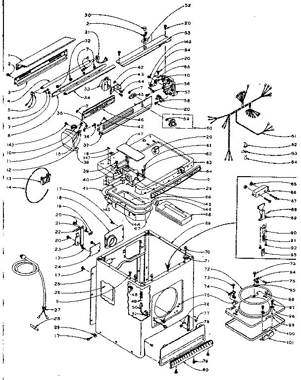 Kenmore 1105907801 machine sub-assembly diagram