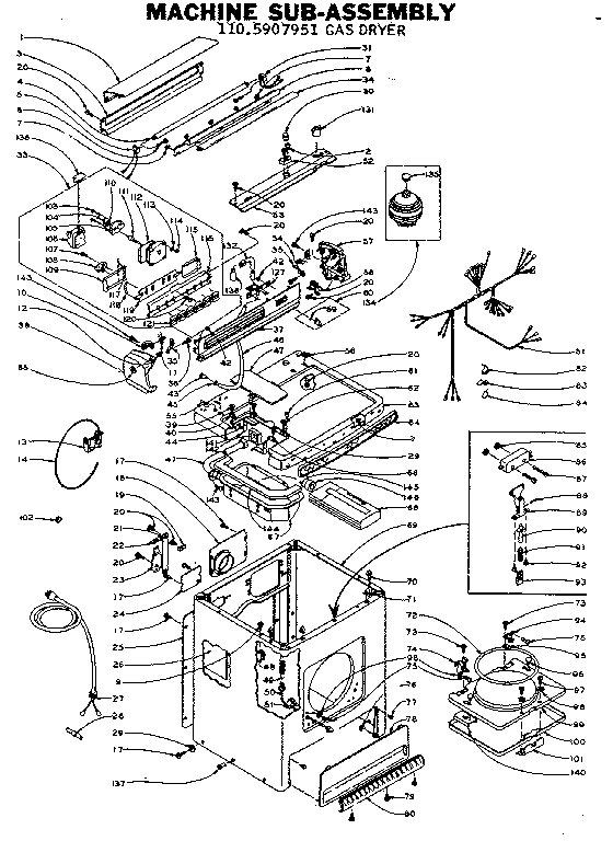Kenmore 1105907951 machine sub-assembly diagram