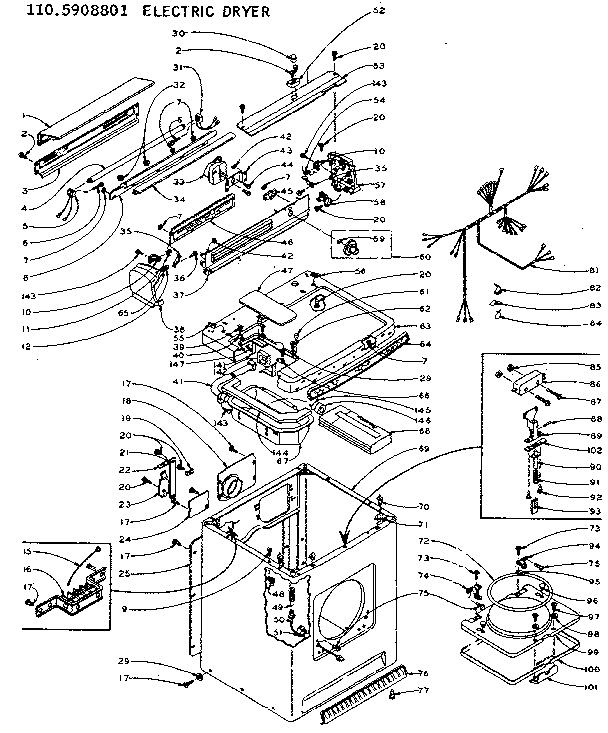 Kenmore 1105908801 machine sub-assembly diagram
