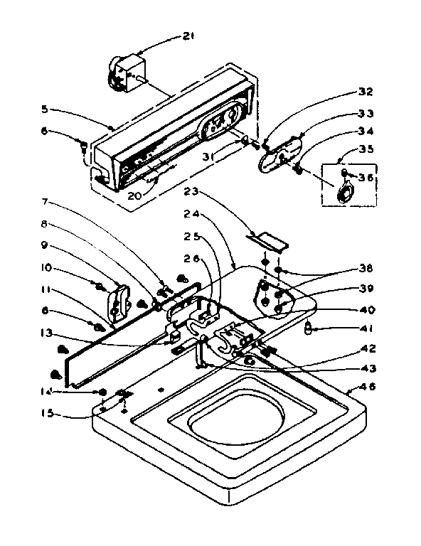Kenmore 1105914050 top and console assembly diagram