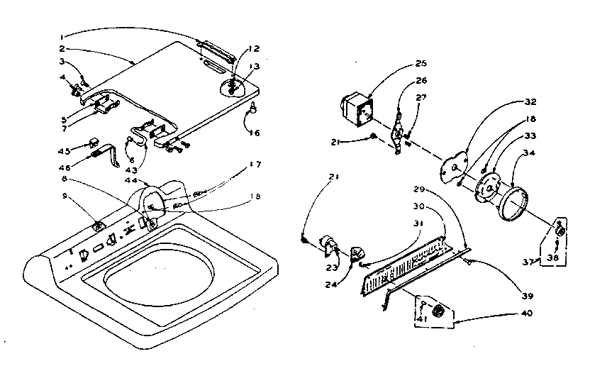 Kenmore 1105914500 machine top assembly diagram