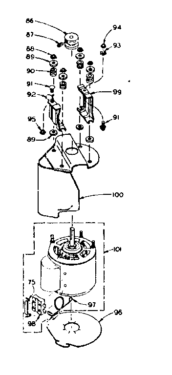 Kenmore 1106004202 motor and attaching parts diagram