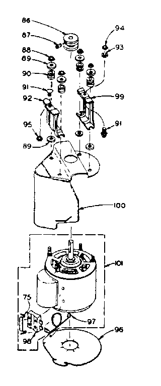 Kenmore 1106005211 motor and attaching parts diagram