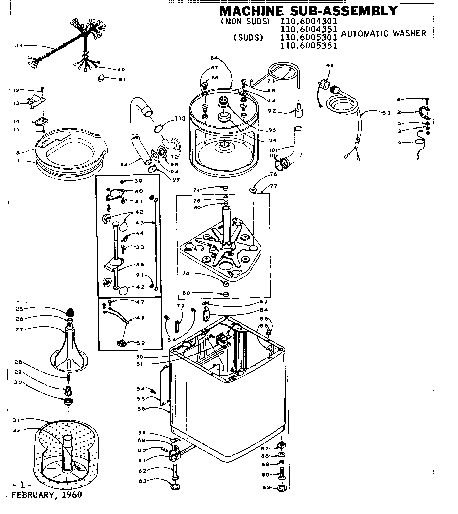 Kenmore 1106004351 machine sub-assembly diagram