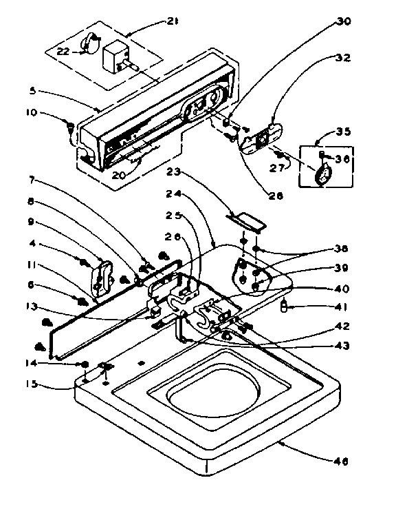 Kenmore 1106005401 top and console assembly diagram