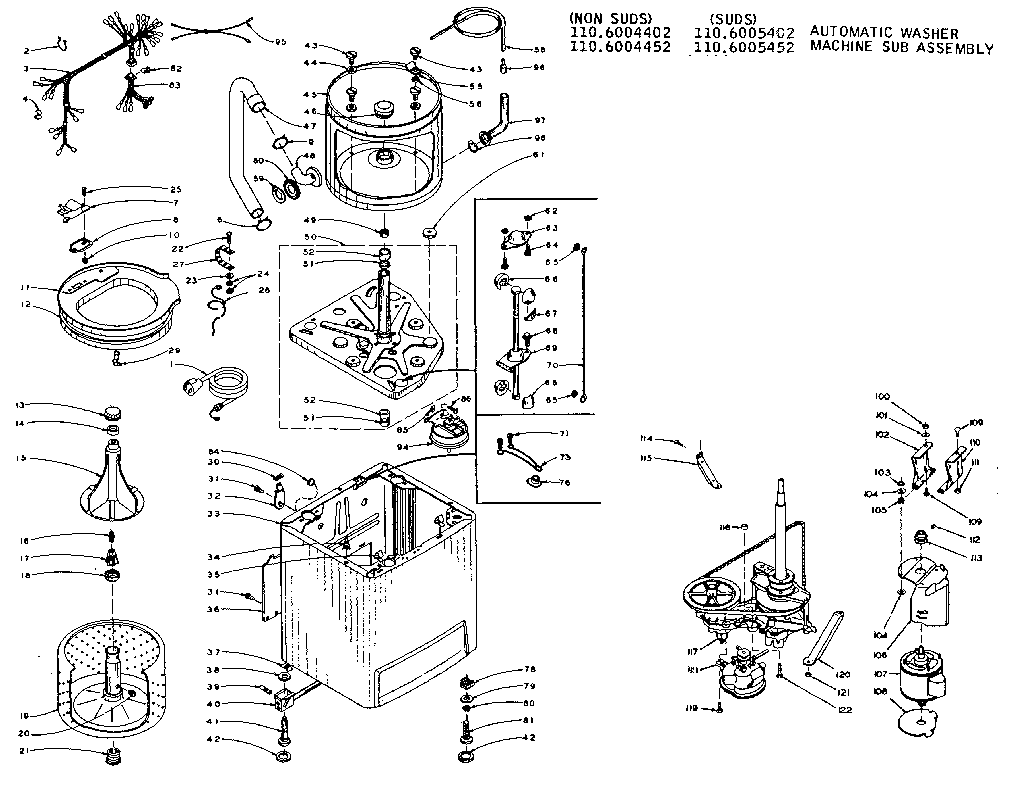 Kenmore 1106004452 machine sub-assembly diagram