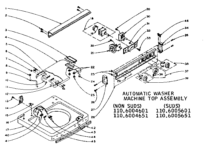 Kenmore 1106005651 machine top assembly diagram