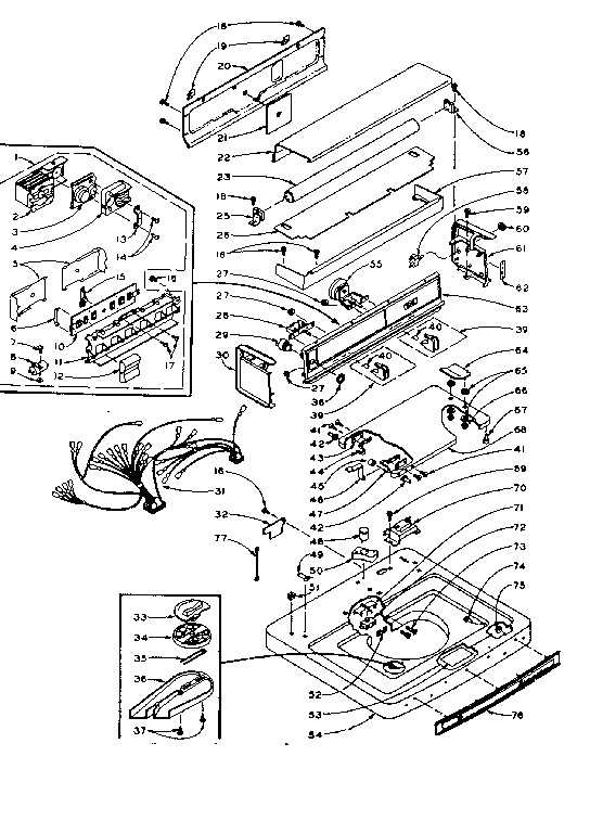 Kenmore 1106005850 top and console assembly diagram