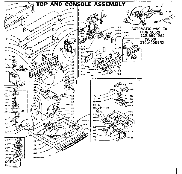 Kenmore 1106005952 top and console assembly diagram