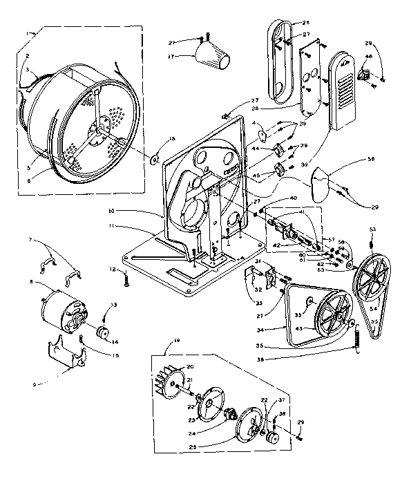 Kenmore 1106007400 base and bulkhead assembly diagram