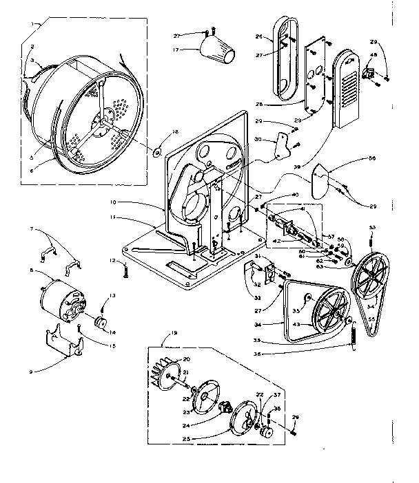 Kenmore 1106007500 base and bulkhead assembly diagram