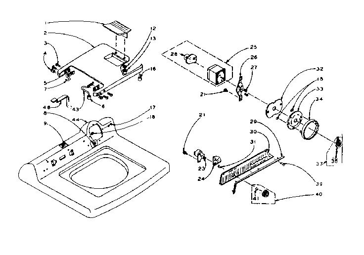 Kenmore 1106014500 machine top assembly diagram
