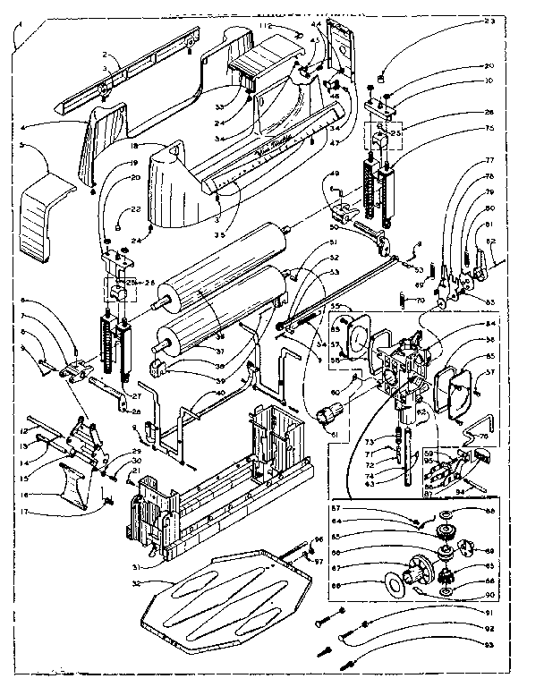 Kenmore 1106101401 wringer and wringer gear case assembly diagram