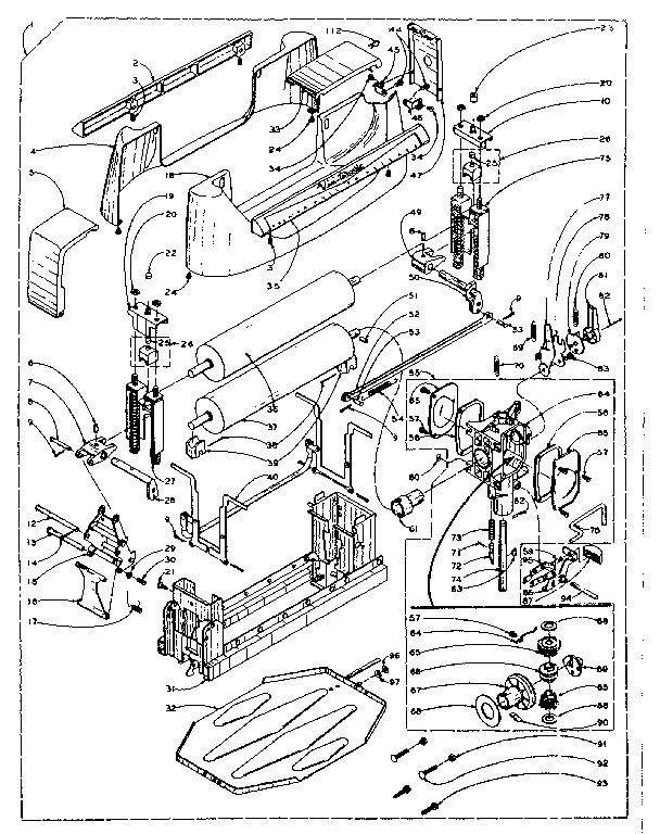 Kenmore 1106102600 wringer and wringer gear case assembly diagram